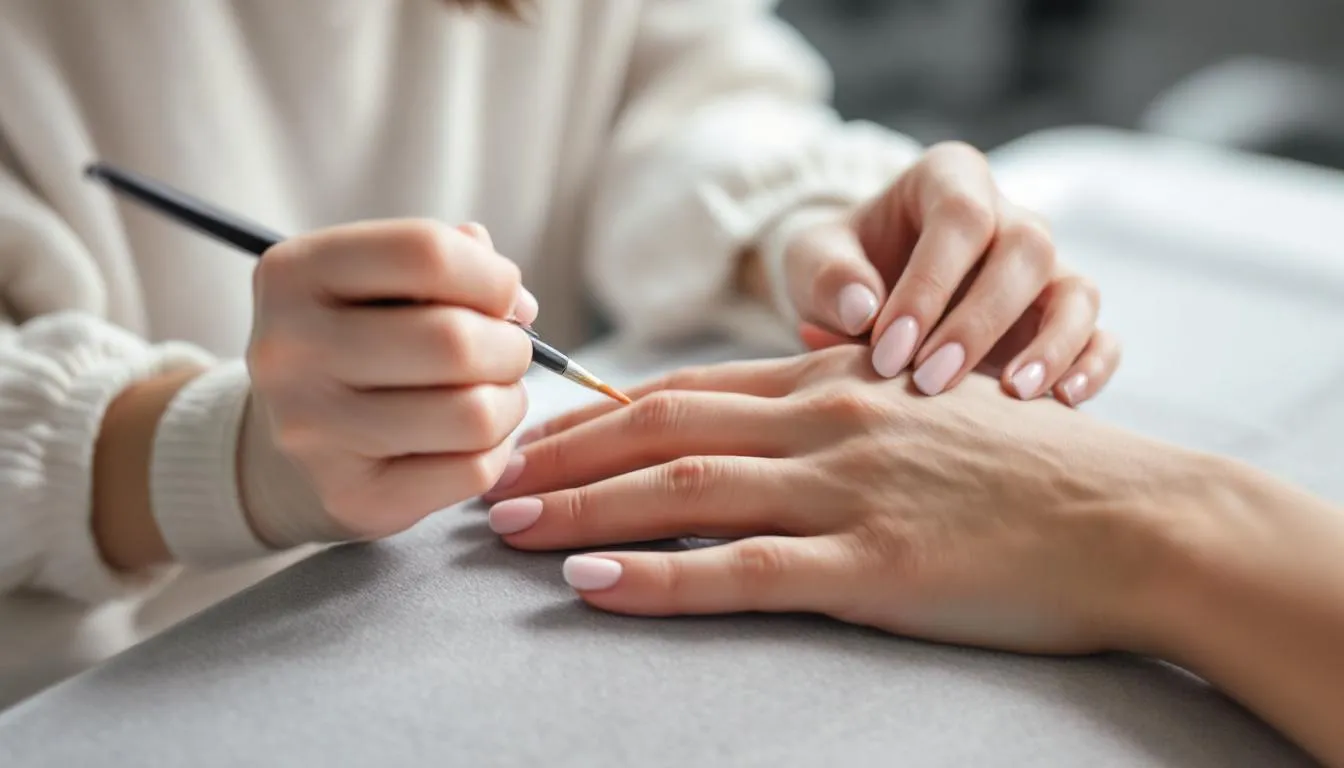 Proces wykonywania manicure japońskiego, przygotowanie paznokci.