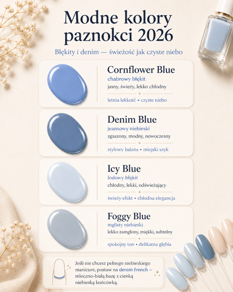 Błękity i denim — świeżość jak czyste nieboNiebieski przeżywa w 2026 roku swój największy moment od lat.