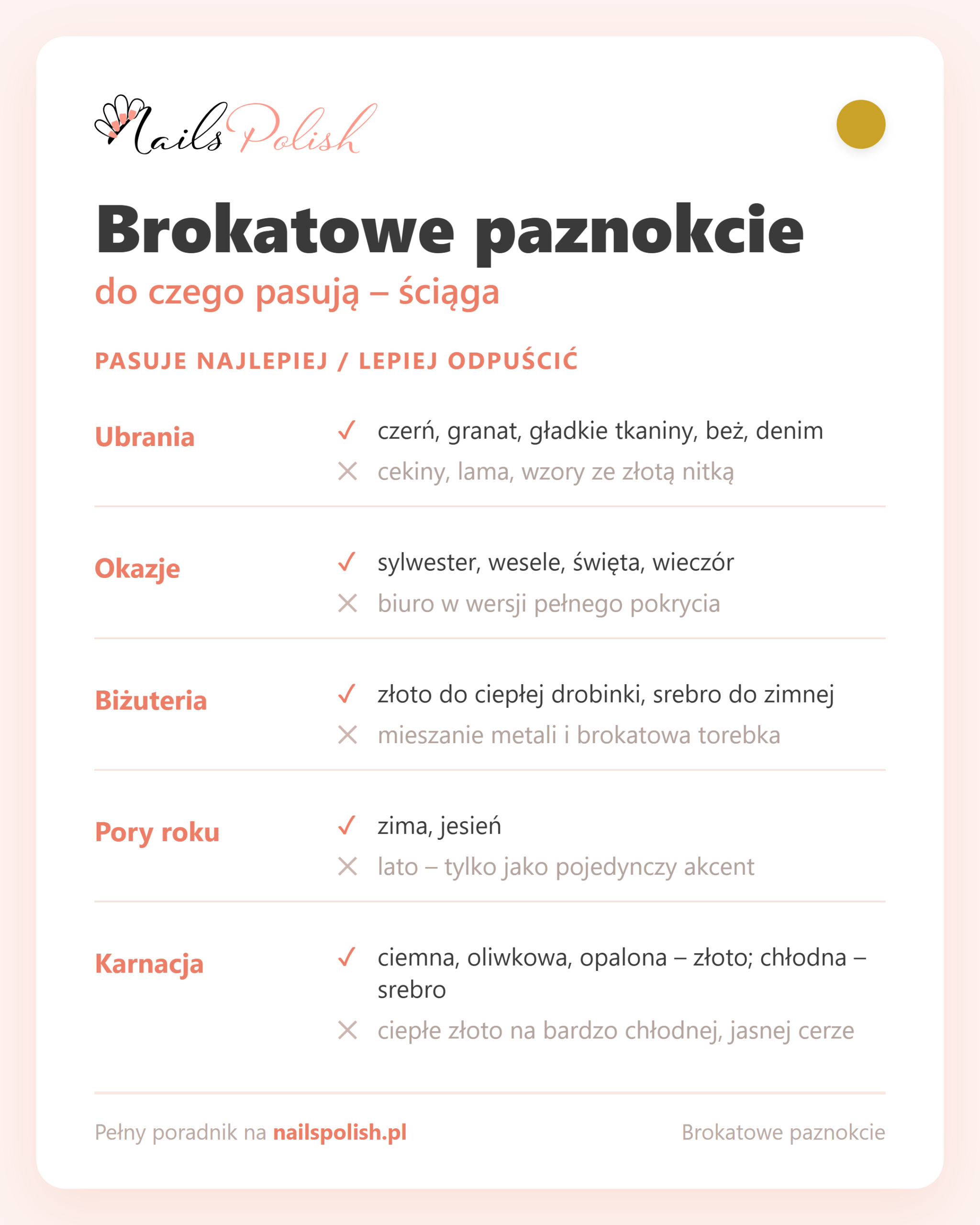 Brokatowe paznokcie – do czego pasują, ściąga dopasowań