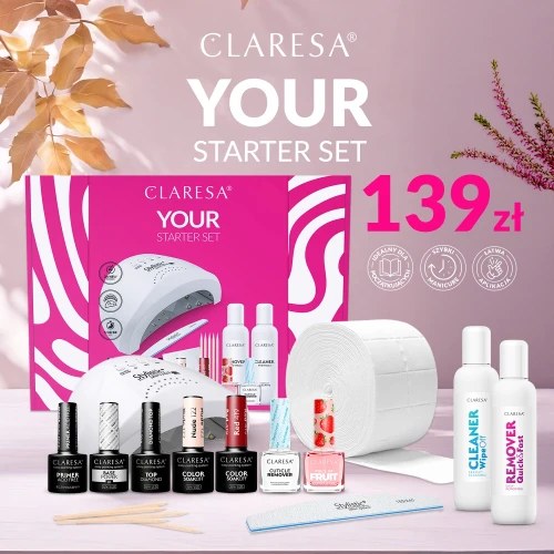 Claresa Your Starter Set – zestaw startowy do manicure hybrydowego z lampą UV LED 48W