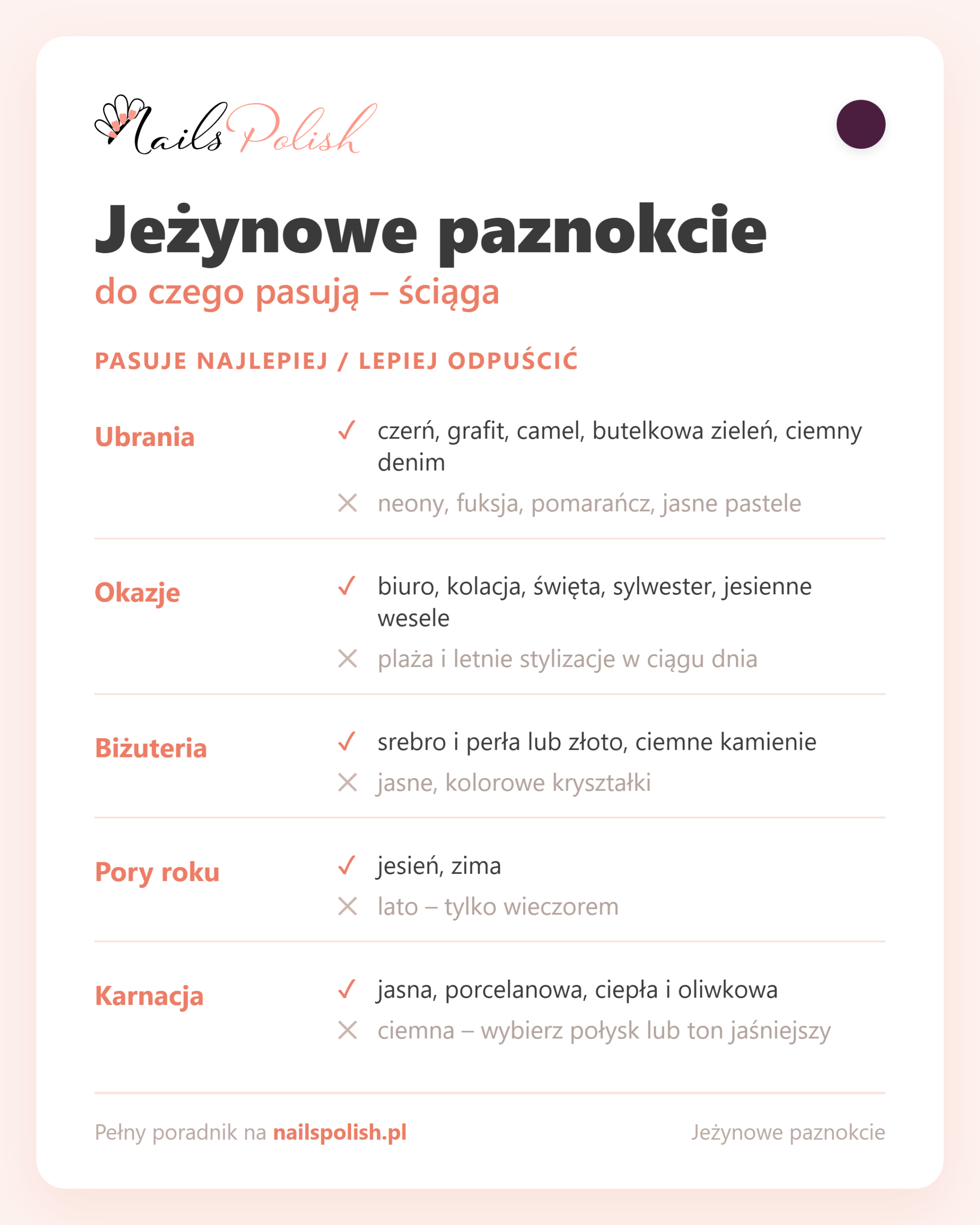 Jeżynowe paznokcie – do czego pasują, ściąga dopasowań