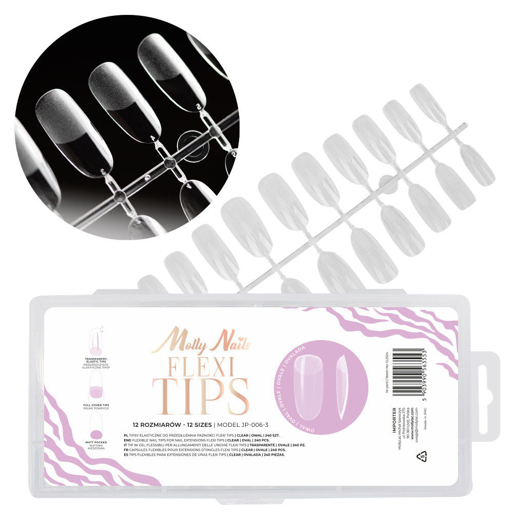 Molly Nails Flexi Tips oval tipsy do szybkiego przedłużania paznokci 240 sztuk