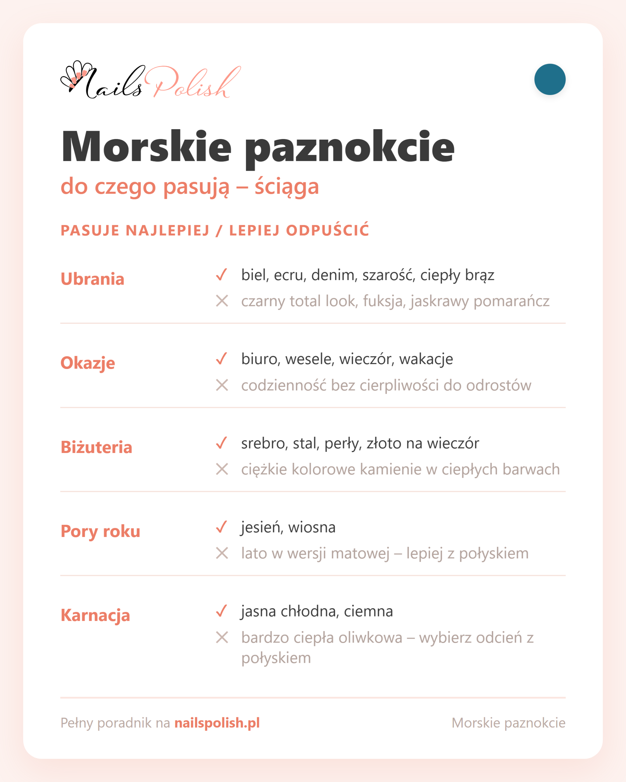 Morskie paznokcie – do czego pasują, ściąga dopasowań