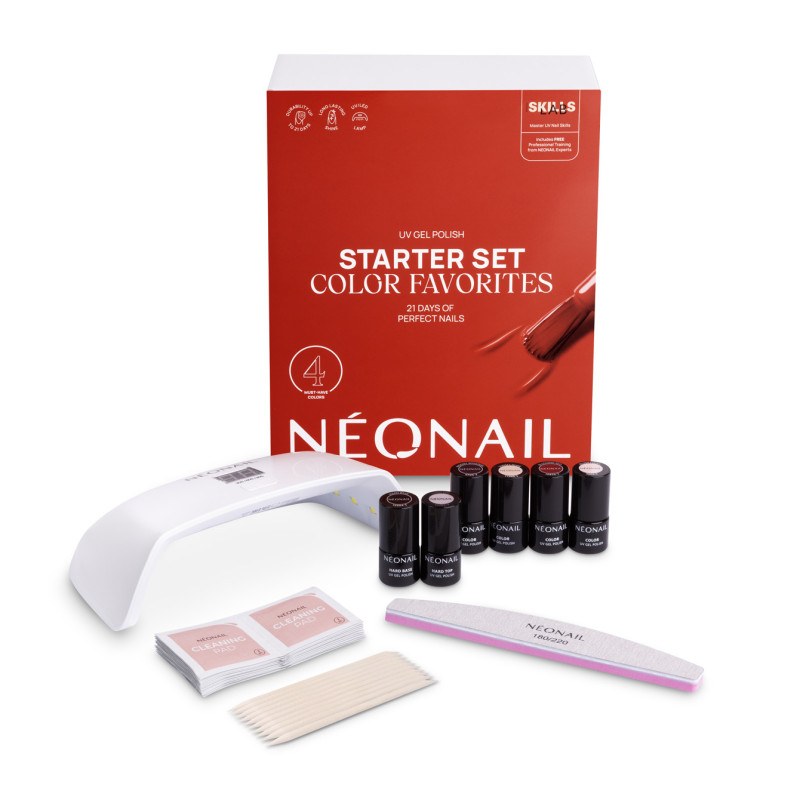NEONAIL Color Favorites – kompaktowy zestaw startowy do manicure hybrydowego z lampą LED 10W/36