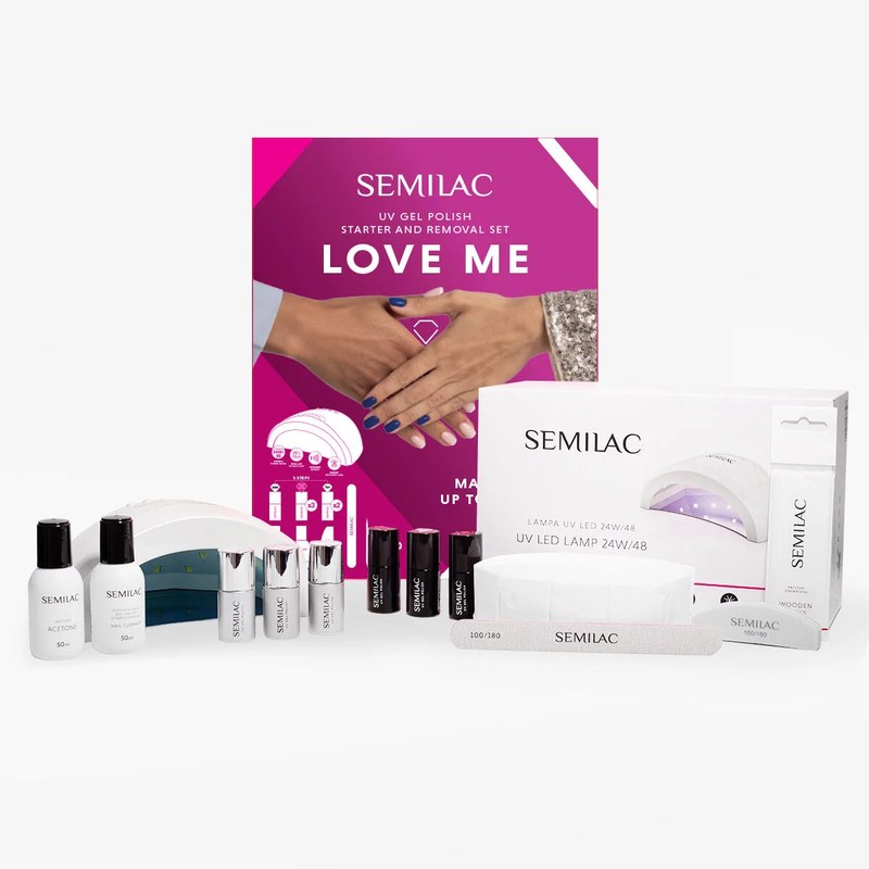 Semilac Love Me – zestaw startowy do hybryd z lampą UV LED 24W/48
