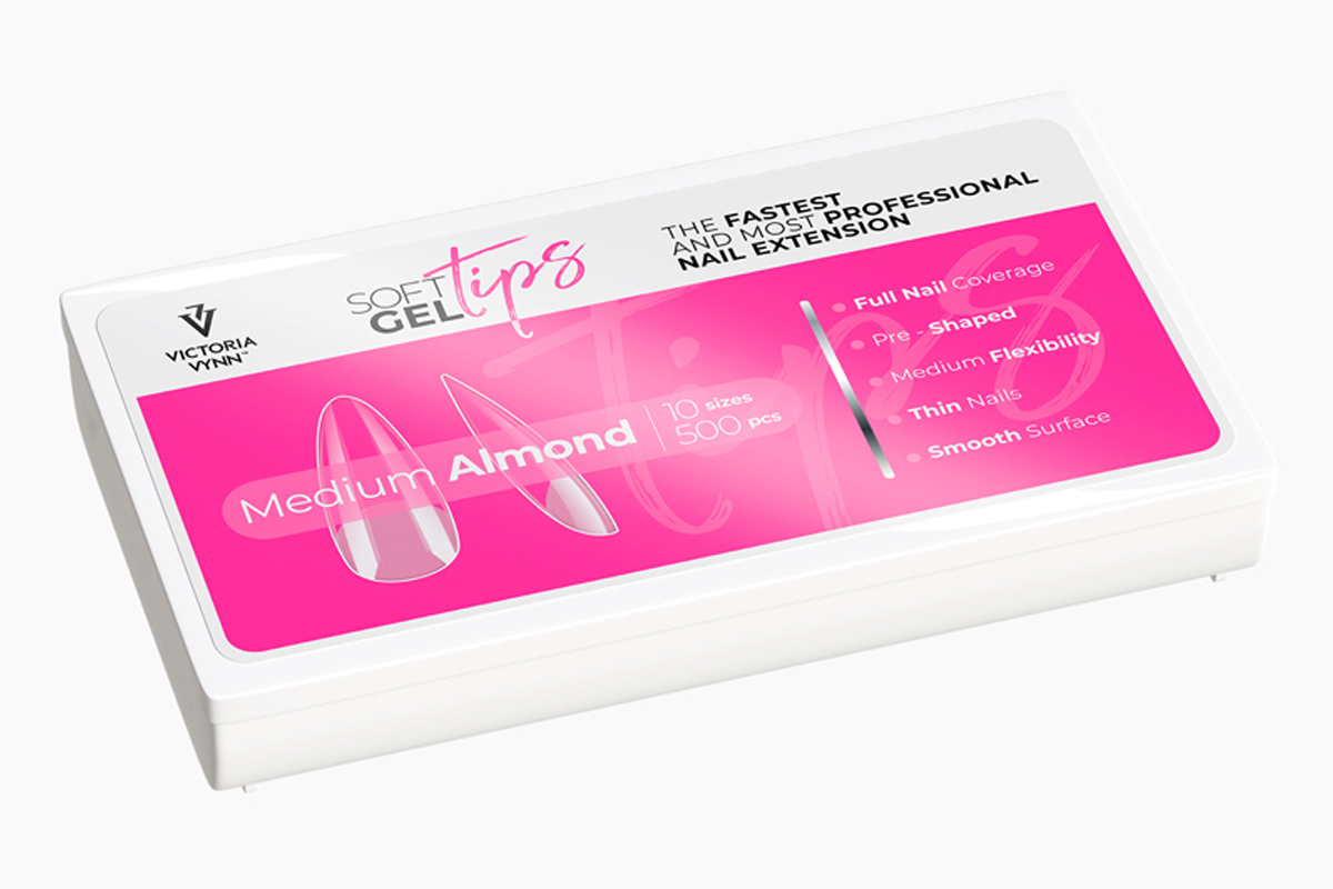 Victoria Vynn Soft Gel Tips Medium Almond 500 sztuk tipsy akrylowe wstępnie ukształtowane